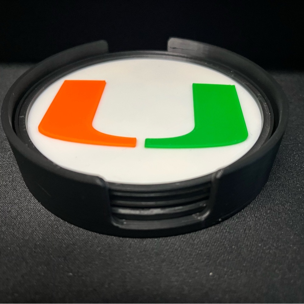 MIAMI HURRICANES 4 set of coasters with case